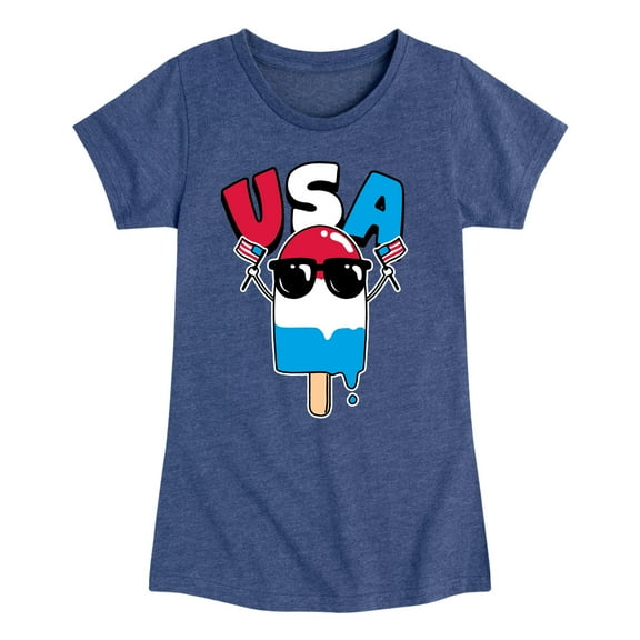 Instant Message - USA Popcicle - Toddler & Youth Girls Short Sleeve Graphic T-Shirt