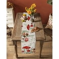 thumbnail image 5 of Table Runner Dresser Scarves 60 Inch Long, Rustic Farm Mushroom and Leaves Linen Dining Table Runners Butterfly on Vintage Linen Texture Tabletop Scarf for Wedding Holiday Party Kitchen, 5 of 7