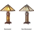 thumbnail image 3 of RADIANCE Goods Tiffany-Style Mission 3 Light Double Lit Wooden Table Lamp 15" Shade, 3 of 3