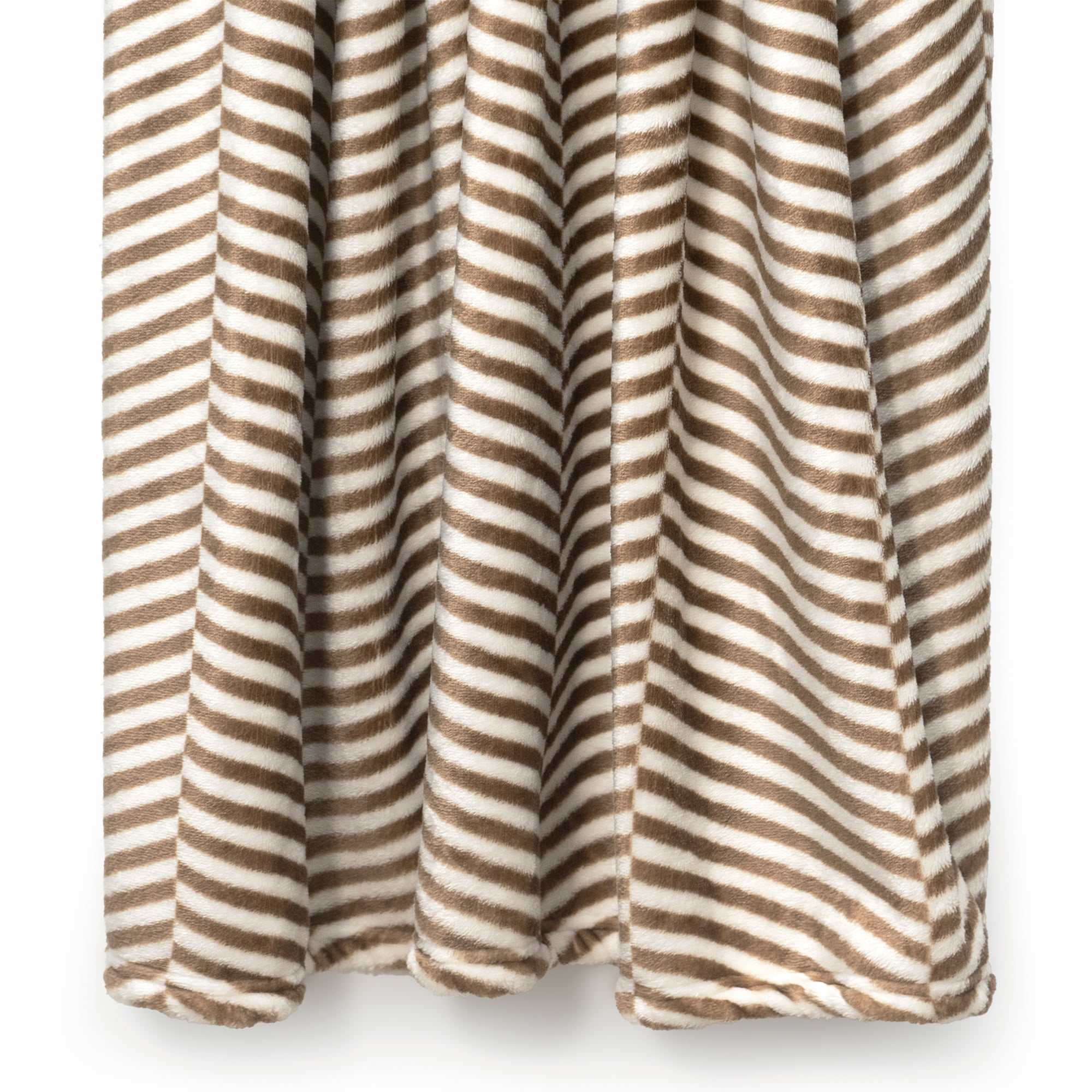 Americanflat 50x60 Fleece Throw Blanket - Classic Herringbone Pattern Design - Soft Throw For Couch And Bed - Cozy Comfort For Any Room - Brown