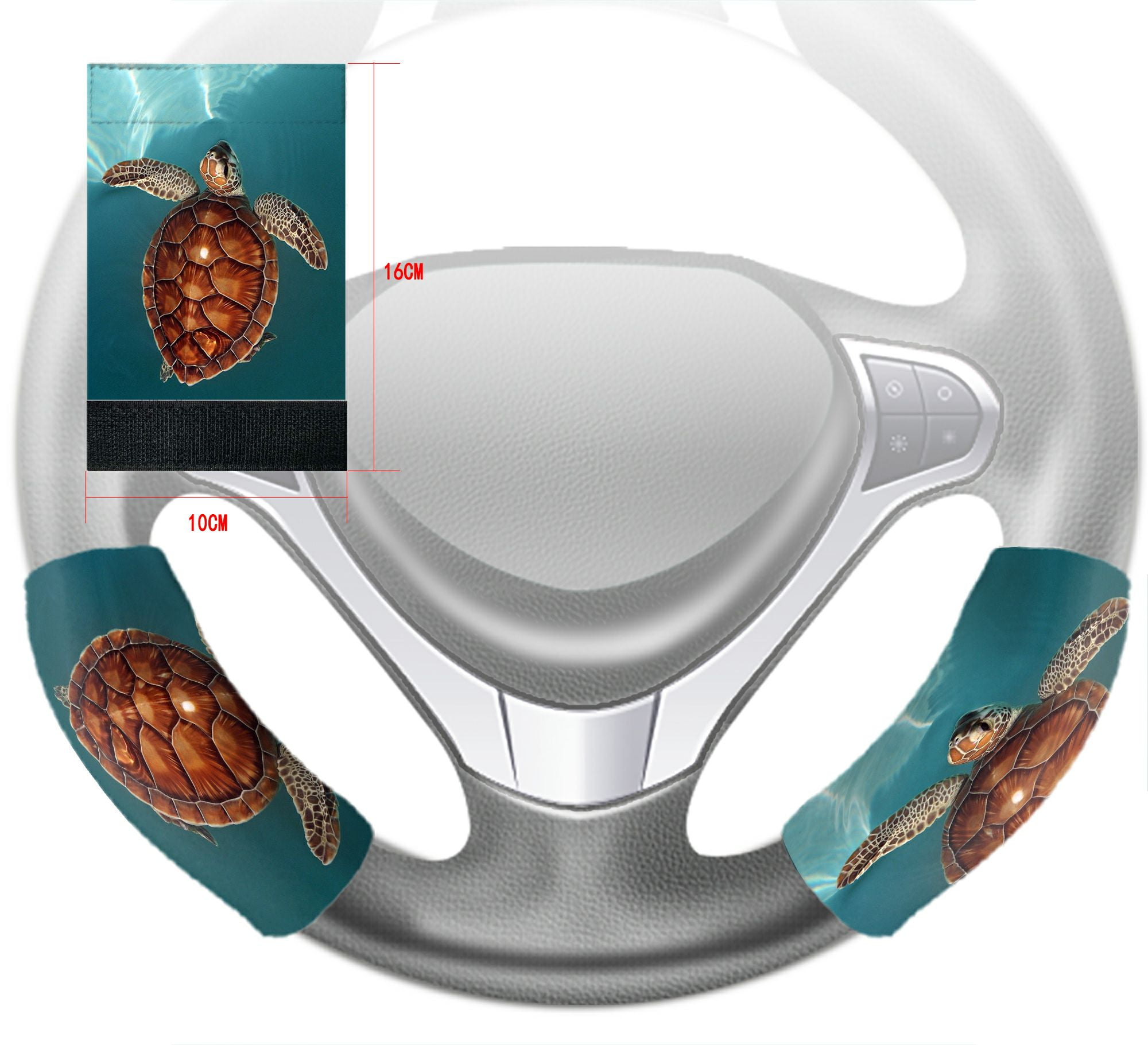 ZKGK Sea Turtle Steering Wheel Cover Hook and Loop Covers For Car Size