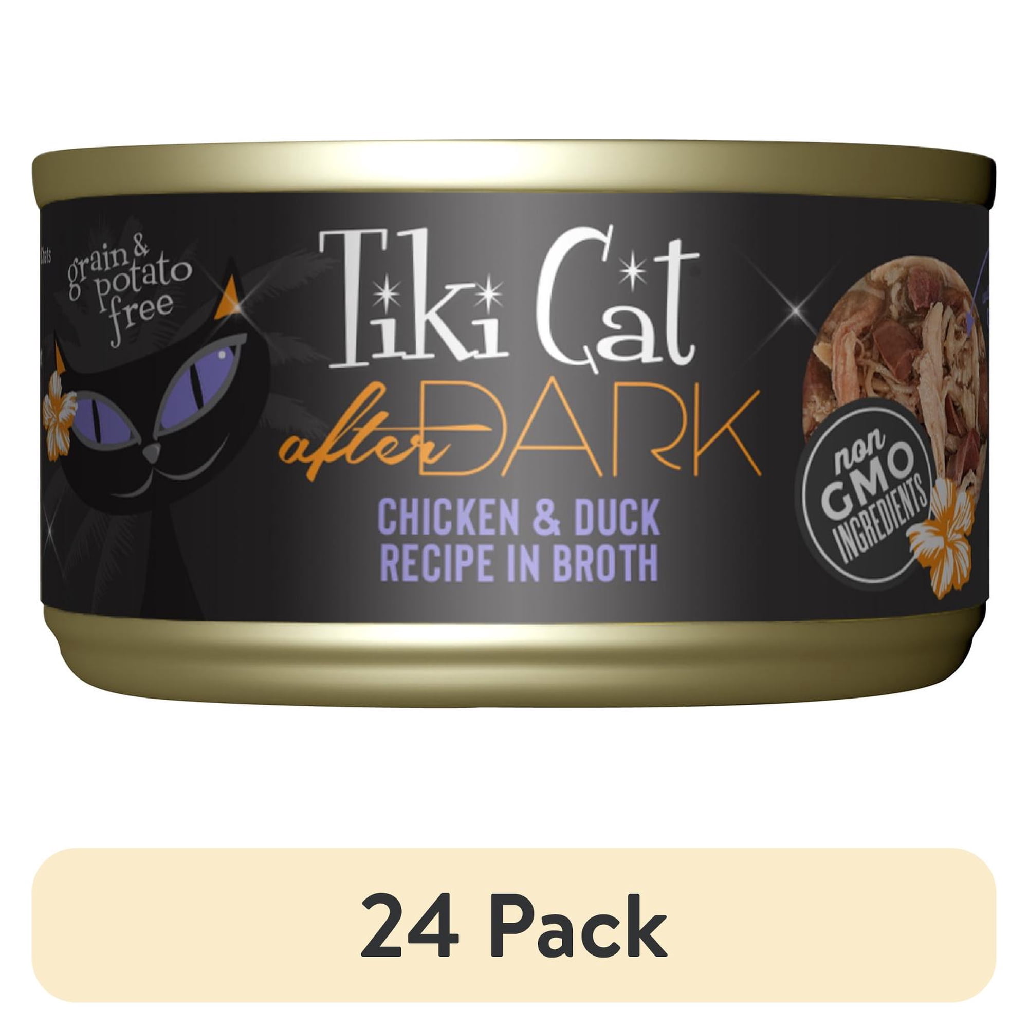 (24 pack) Tiki Cat After Dark Whole Foods Wet Cat Food, Chicken & Duck, 2.8 oz. Can