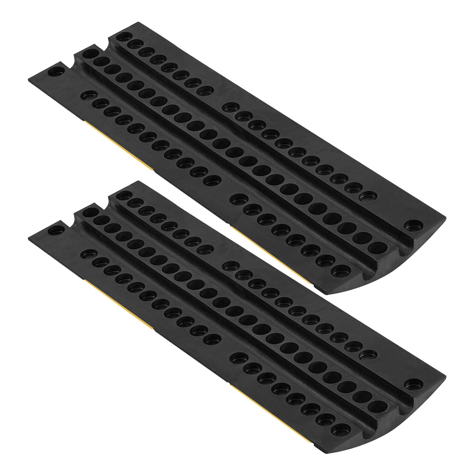 40 in Rubber Speed Bump, 2 Pack 2 Channel Heavy Duty Traffic Speed Hump, 22000 lbs/Axle Load Capacity, Cable Protector Ramp with Expansion Screws, for Asphalt Concrete Gravel Driveway and Road