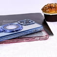 thumbnail image 6 of Case for iPhone 14 Pro Max with Holder Stand,Rhinestone Glitter Plated Bling Luxury Phone Case（Compatible with MagSafe） Shockproof Kickstand Design for iPhone 14 Pro Max-Blue, 6 of 13