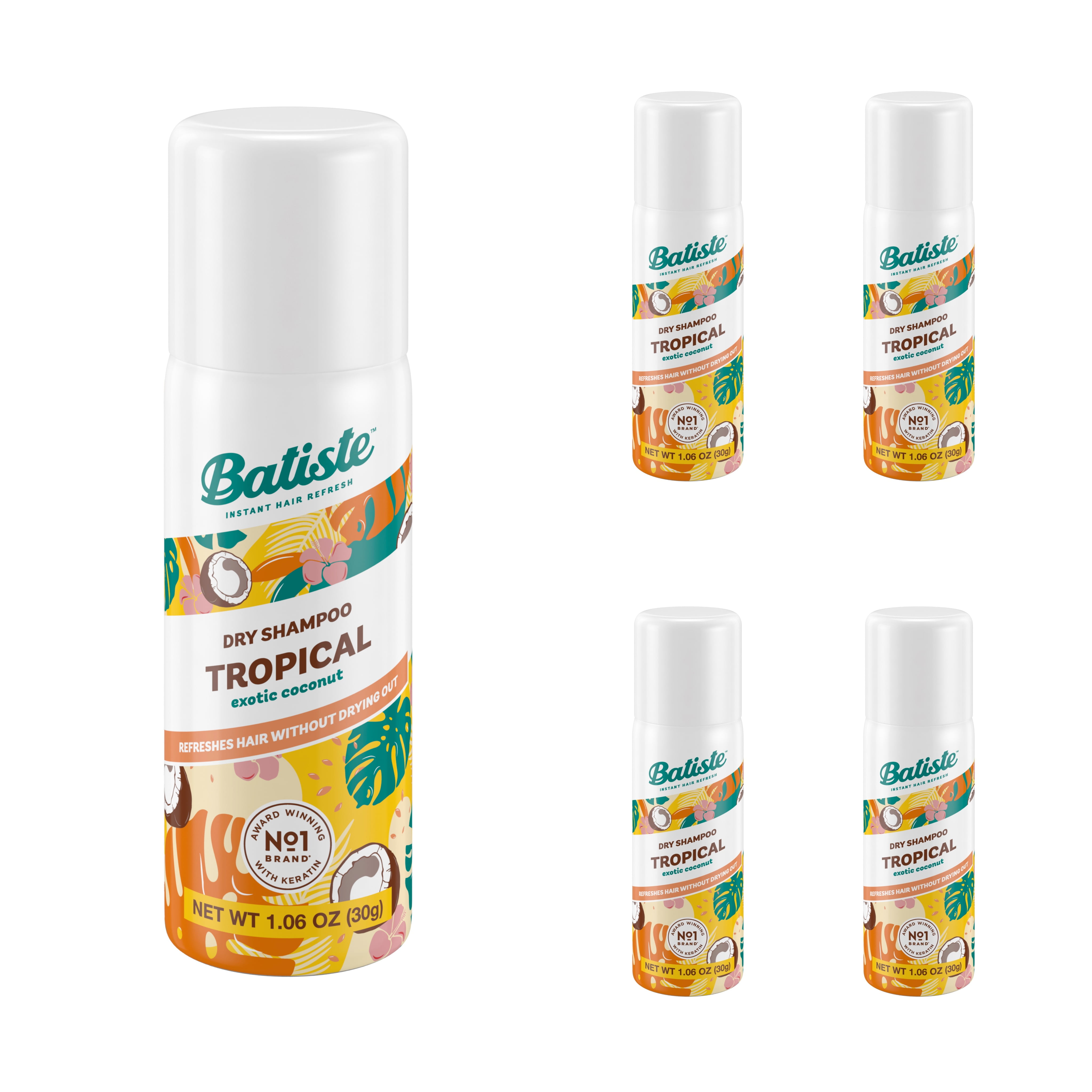 5 Pack Batiste TROPICAL Coconut & Exotic Dry Shampoo 1.6oz Each