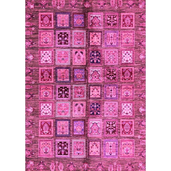 Ahgly Company Indoor Rectangle Abstract Pink Modern Area Rugs, 5' x 7'