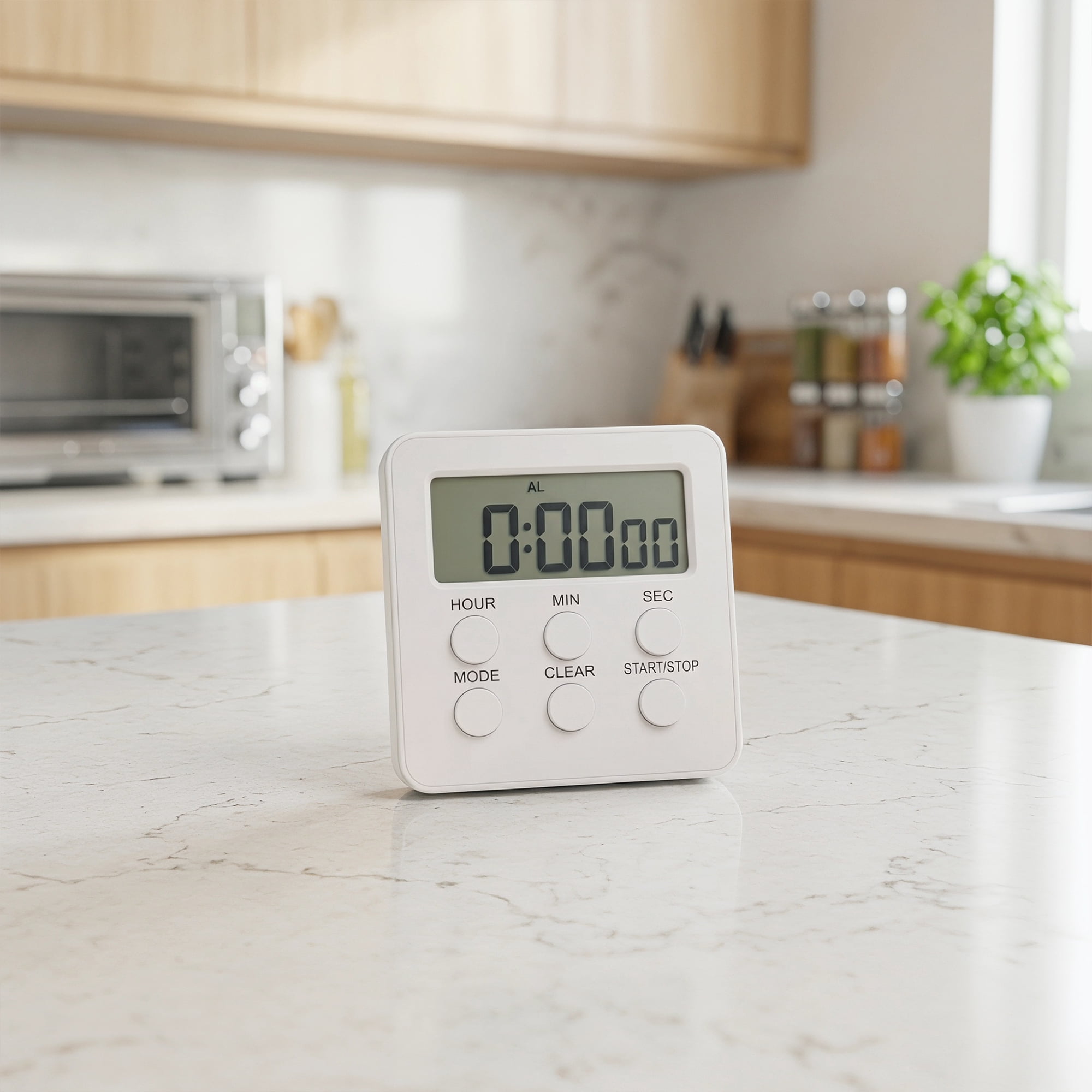 Unique Bargains Loud Alarm Clock Magnetic Backing Stand Cooking Timer White
