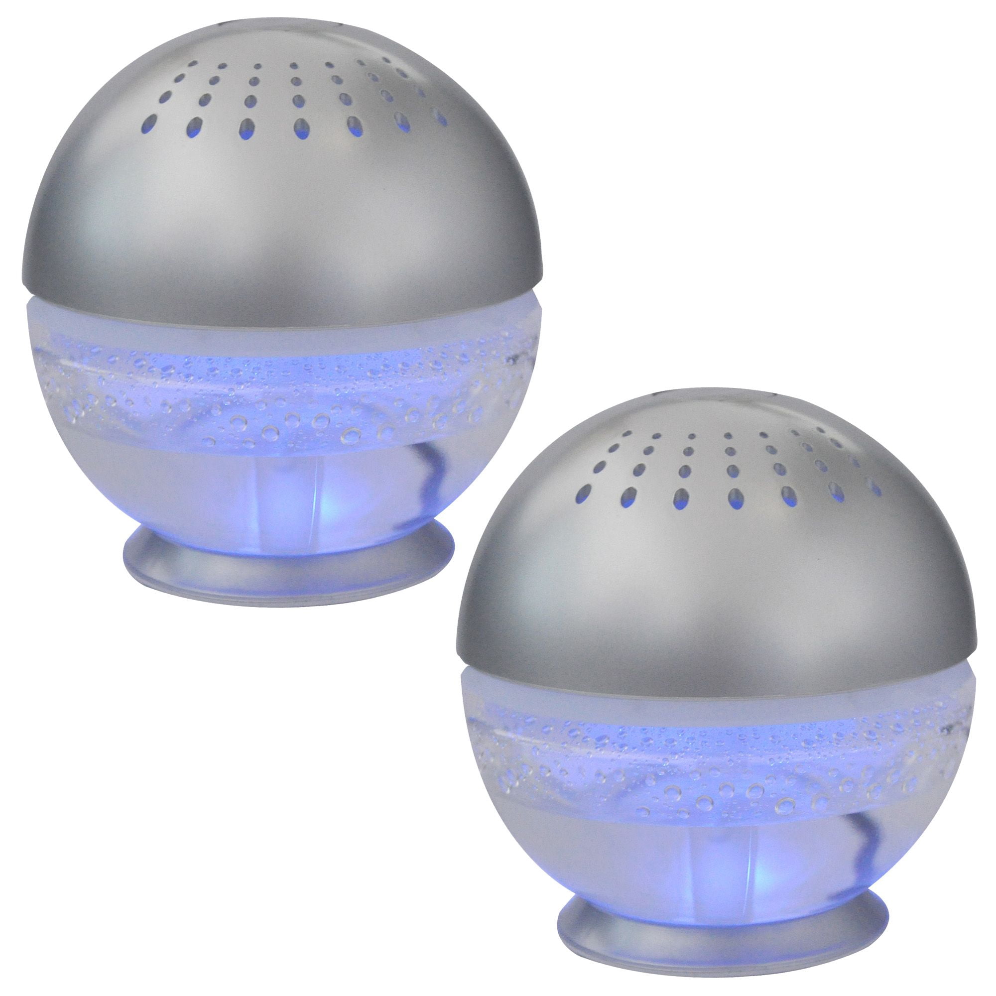 2 Units EcoGecko Little Squirt Glowing Water Air Revitalizer Air Freshener Room Aromatizer Aromatherapy Aroma and Essential Oil Diffuser with 10ML Lavender Oil Silver