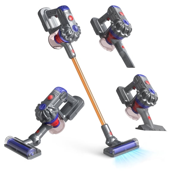 Toy Vacuum Cleaner for Kids, Pretend Play, Kids Vacuum Cleaner with 3 Converter Heads, Toddler Vacuum with Real Suction Power, Housekeeping Set Preschool Toy for Toddlers Boys Girls Age 2 3 4