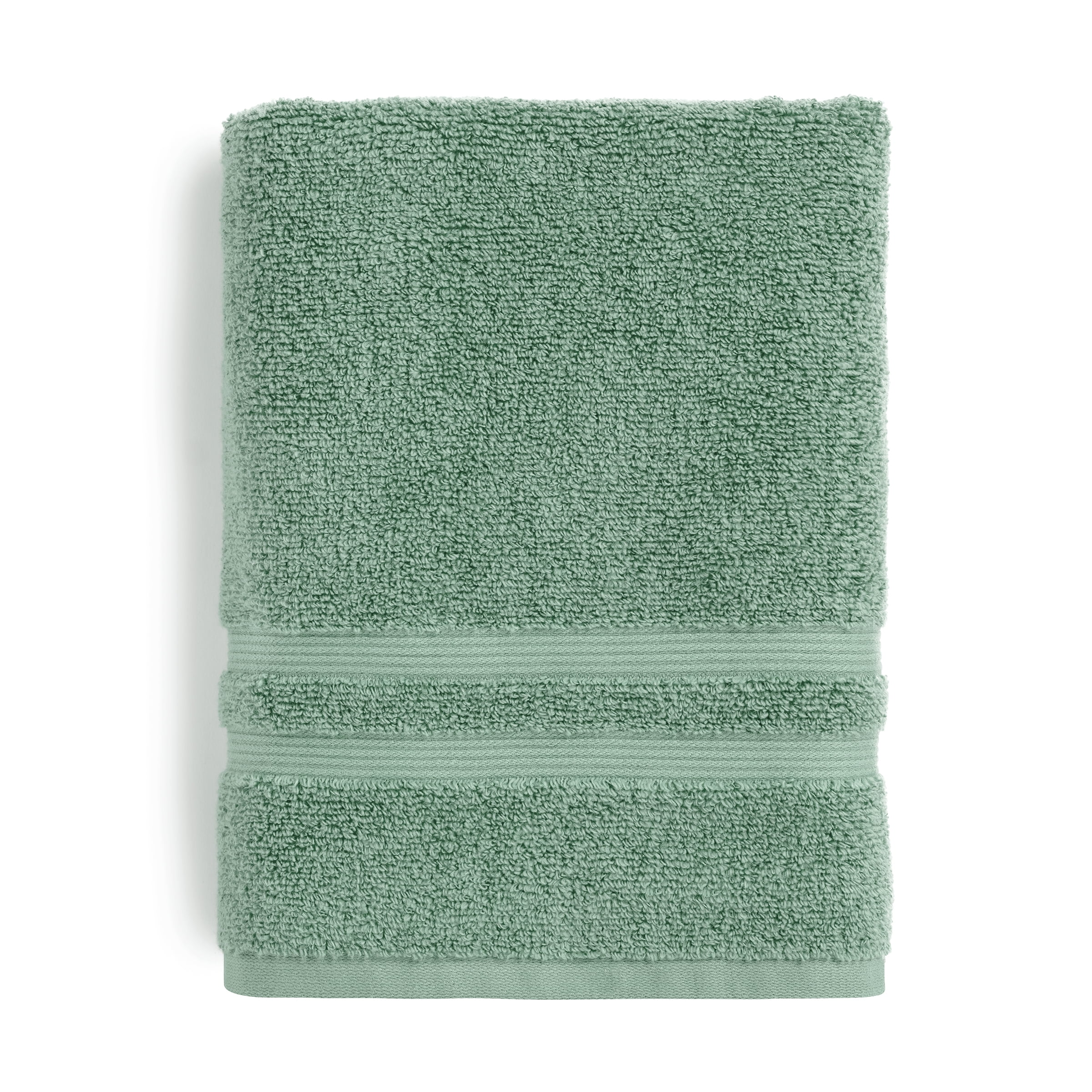 (2 pack) Mainstays Performance Cotton Bath Towel, Super Soft Quick Dry Fade Resistant, Solid Green