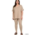 thumbnail image 2 of Zenana Plus Size V-Neck Short Sleeve & Leggings Comfy Loungewear Activewear Set, 2 of 3