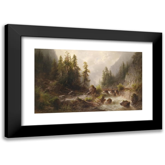 Albert Rieger 14x10 Black Modern Framed Museum Art Print Titled - Gebirgsbach