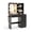 Black, variant on Makeup Vanity with 3 Color Lighted Mirror & Charging Station, Modern Vanity Desk with 4 Large Drawers & 2 Storage Shelves for Femal Gift, White