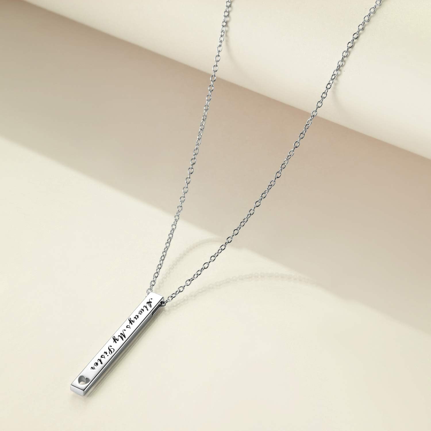 Sterling Silver Bar Necklace - Inspirational Jewelry for Women: Birthday Gifts for Sister, Friends