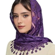 Aellinatey Traditional Tassels Lace Head Scarf Women Headwrap Catholic Chapel Bridal Veils
