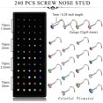 thumbnail image 2 of Jstyle 60-240Pcs Hypoallergenic Nose Studs for Women Men 316L Stainless Steel CZ Nose Piercing Jewelry L Shaped Nose Rings Bone Studs Screw Piercing 20G-22G 1.5mm 2mm 2.5mm 3mm, 2 of 6