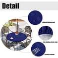 thumbnail image 3 of HAHDAXIA Nappe Ronde d'Extérieur avec Trou pour Parasol - Housse de Table Ajustée en Vinyle Imperméable et Résistante aux Taches avec Endos en Flanelle, Bord Élastique, Convient aux Tables jusqu'à 45 Pouces-56 Pouces de Diamètre, Bl, 3 of 7