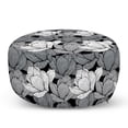 thumbnail image 1 of Black and Grey Pouf Cover with Zipper, Floral Arrangement Lotus Traditional Oriental Nature Motifs, Soft Decorative Fabric Unstuffed Case, 30" W X 17.3" L, Black Grey White, by Ambesonne, 1 of 5