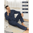 thumbnail image 4 of MAYFISH Men's 100% Cotton Pajamas Sets Pajamas for Men Long Sleeve Sleepwear Set with Pockets and Button Down S-XL(Navy Blue XL), 4 of 5