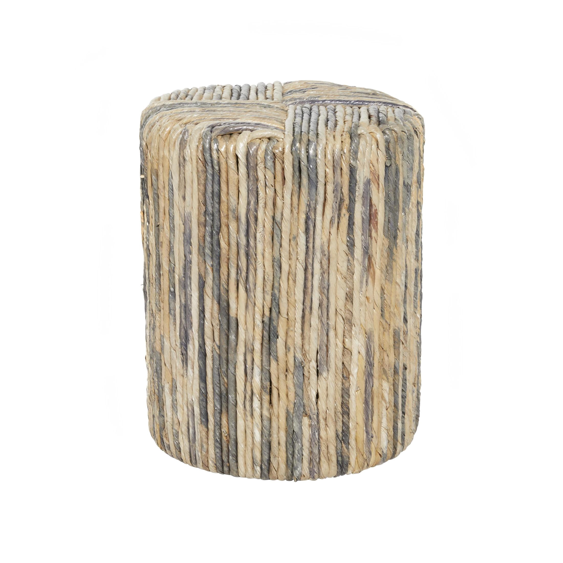 DecMode 15" x 18" Multi Colored Banana Leaf Woven Accent Table, 1-Piece