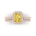 thumbnail image 2 of Clara Pucci 18K Rose Gold Emerald Cut 1.5Ct Simulated Yellow Diamond Engagement Ring + Matching Band - Luxury Box Included, 2 of 7