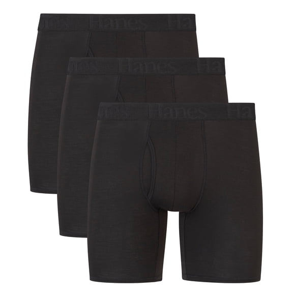 Hanes Originals Men's SuperSoft Boxer Briefs Underwear, Viscose from Bamboo, Black, 3-Pack Assorted 3XL