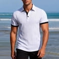 thumbnail image 2 of Awdenio T Shirts for Man Textured Knit Collared Contrast Color Loose Fit Stretchy Golf Shirts, 2 of 8