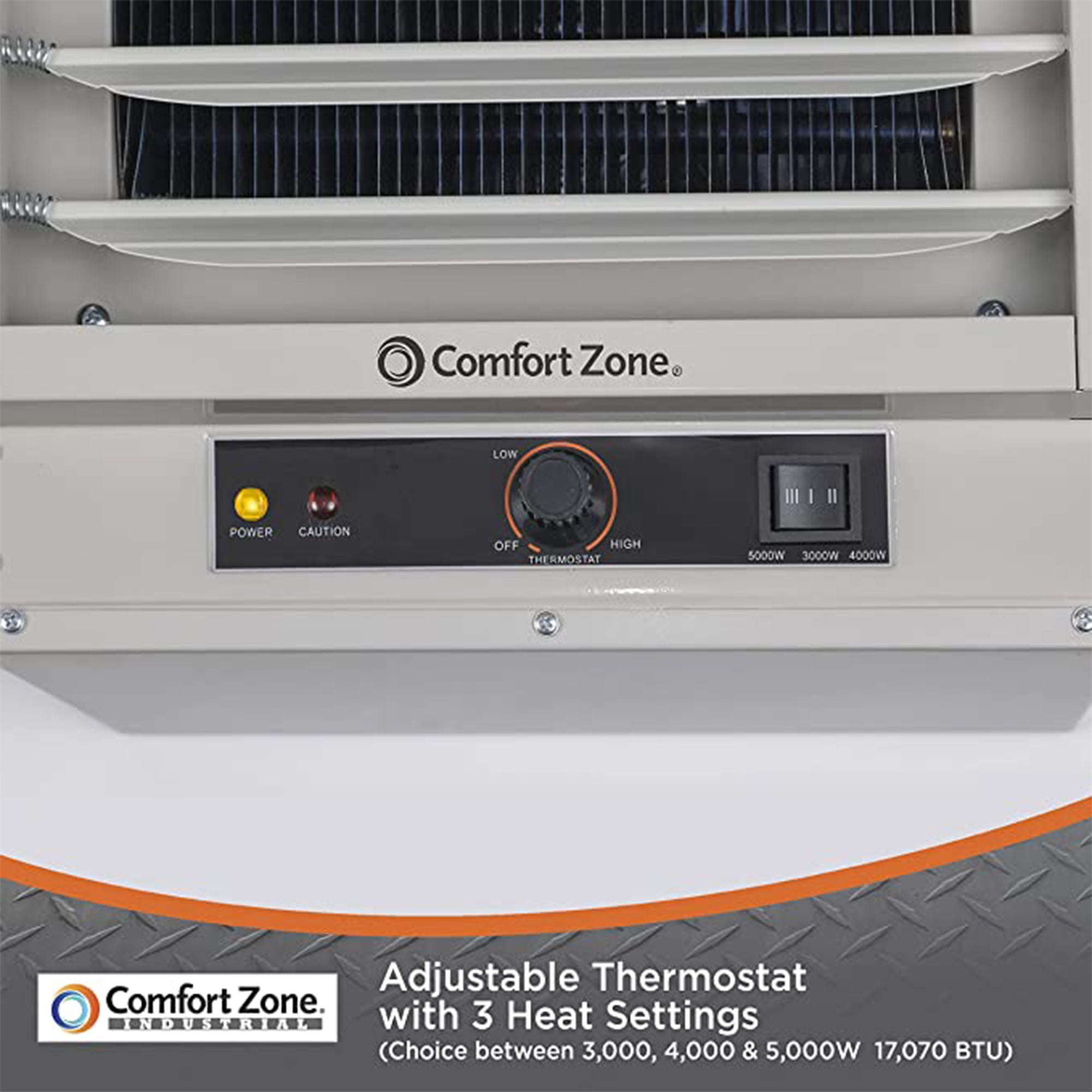 Comfort Zone 5,000-Watt, 240v Hard Wired Fan-Forced Ceiling Mount Heater  with Dual Knob Controls and Safety Overheat Protection, ETL Compliant, Grey  - Walmart.com