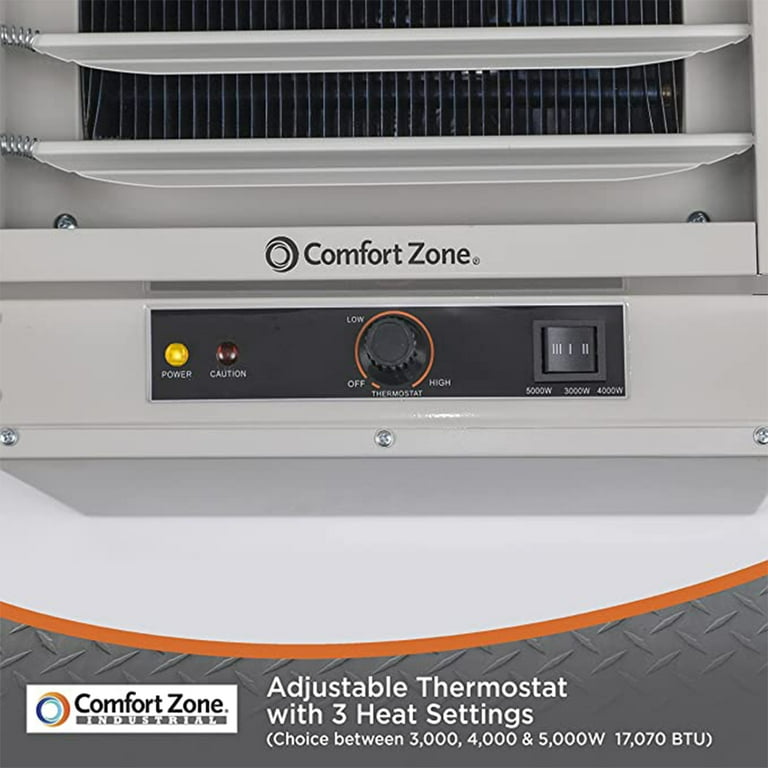 Comfort Zone 5,000-Watt, 240v Hard Wired Fan-Forced Ceiling Mount Heater  with Dual Knob Controls and Safety Overheat Protection, ETL Compliant, Grey  - Walmart.com