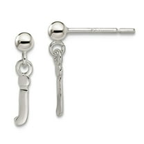 925 Sterling Silver Polished J Dangle Post Earrings 13x5mm Wide Dangle Earring for Women - .7 Grams