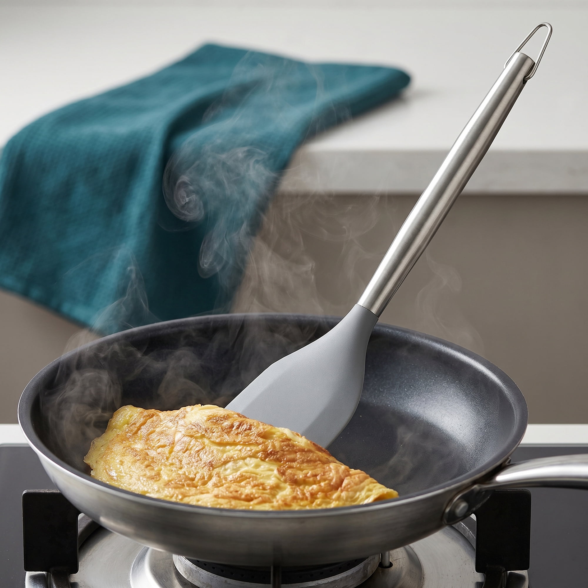 Unique Bargains Silicone Spatula Set with Heat-Resistant Cooking Tools Gray 13.6x2.4 in