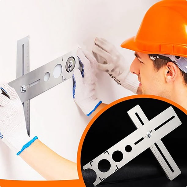 Ceramic Tile Glass Hole Locator | Stainless Steel Positioning Tool | Hydraulic Cement Masonry Surveyor | Hole Sizes 25/40/45/55mm | 300mm Range | 400x78mm
