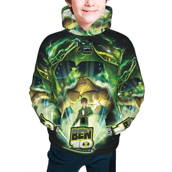 Ben 10 Youth Hoodie Graphic Colorful Cool Kids Hooded Sweatshirts Kangaroo Pocket for Boys Girls Small