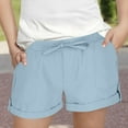 thumbnail image 2 of Teen Girl Summer Shorts Trendy New Girls Shorts Casual with Pockets Drawstring Elastic Waist Kids Plus Size Beach Vacation Summer Short Pants Light Blue 120, 2 of 7