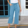thumbnail image 2 of Endives Women's Linen Pants Petite Summer Cotton Linen Straight Leg Cropped Pants With Pockets, 2 of 5