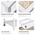 thumbnail image 3 of Leumius Modern Square Coffee Table, 27.6" Crisp Metal Frame, Luxe Gold Glass Top for Living Room Office White, 3 of 7