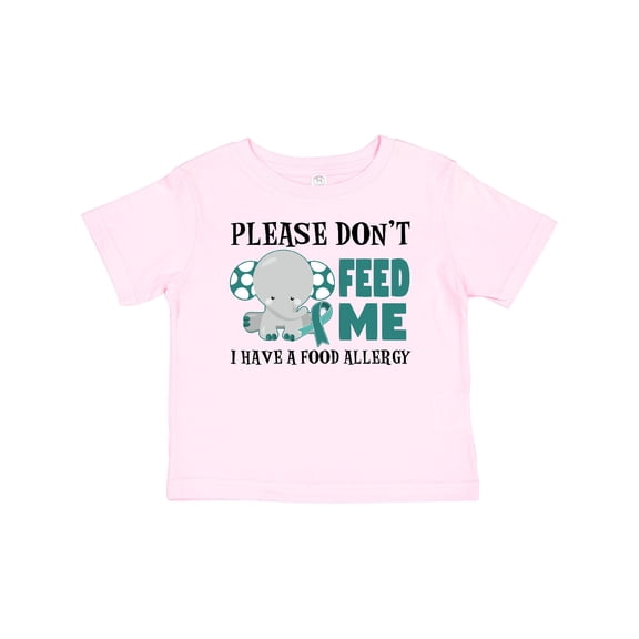 Inktastic Please Dont Feed Me I Have a Food Allergy with Elephant and Ribbon Boys or Girls Baby T-Shirt