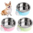 thumbnail image 1 of Cajón para perro; extraíble de acero inoxidable colgante para mascotas jaula tazón comida y agua alimentador Coop taza para gato; cachorro; pájaros; ratas; conejillos de indias, 1 of 8