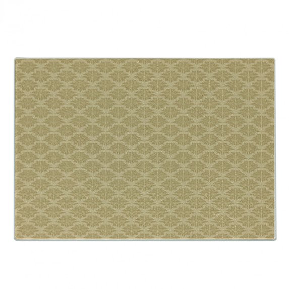 Retro Cutting Board, Old Fashioned Damask Pattern with Victorian Medieval Renaissance Influences Classic, Decorative Tempered Glass Cutting and Serving Board, Small Size, Pale Brown, by Ambesonne