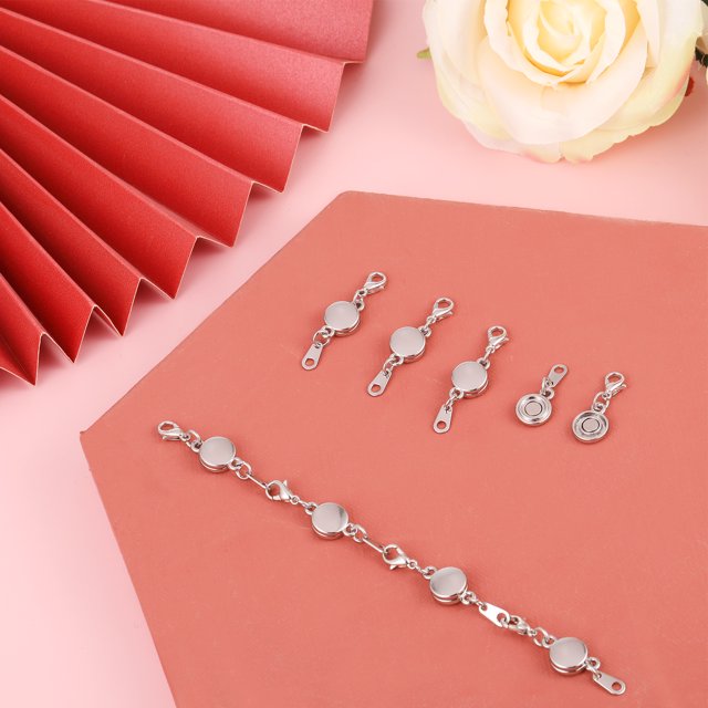 12Pcs Necklace Clasp Round-shaped Rhinestone Extender Chains Woman Mini Chains DIY Jewelry Locking Alloy Converter Jewelry Connector Making
