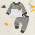 thumbnail image 2 of Baby Boys Outfits 2Pcs Fall Winter Clothes Striped Waffle Long Sleeve Shirts Tops Elastic Waist Pants Toddler Outfits Set Kaprioy Baby Boy Clothes 9 12 18 24 Months 2T 3T, 2 of 4