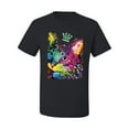 thumbnail image 2 of Wild Bobby Dean Russo Cat Wearing a Crown Thinking Cat Crowned Cat Lover Men Graphic Tee, Black, Small, 2 of 5