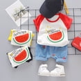 thumbnail image 2 of YDOJG Baby Boys Outfit Girl Outfits O Neck Watermelon Print Tops Denim Shorts 2Pcs Clothes Set, 2 of 4