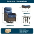 thumbnail image 7 of Unnifurnzi Outdoor Swivel Rocker Patio Chairs-6'' Thick Cushions Outdoor Rocking Chairs with Outdoor Ottoman Small Patio Furniture Set for Deck Porch Garden Balcony Poolside-Brown/Blue, 7 of 7