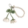 thumbnail image 1 of Llavero de flor de ganchillo hecho a mano con forma de flor y fruta, colgante para bolso con cadena de perlas de imitación, accesorio para niñas y mujeres, llaves y mochila., 1 of 8
