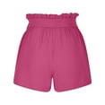 thumbnail image 5 of RYRJJ Womens Cotton Linen Beach Shorts Soft Elastic Waist Bowknot Tie Belted Summer Casual Short Pants with Pockets(Hot Pink,XXL), 5 of 6
