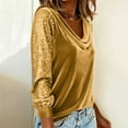 thumbnail image 5 of Odbmxy Long Sleeve Women's T Shirts Sequin Graphic Womens Top Casual Loose V-Neck Party Sparkly Tops, 5 of 7
