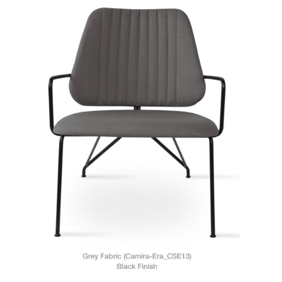LANGHAM Chaise Longue Tissu - Gris (CSE13) - Cadre Noir Mat