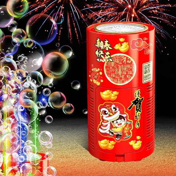 Ivtivfu Máquina de Burbujas de Fuegos Artificiales con Luces para Fiesta (13 Agujeros con Solución de Burbujas de 80 Ml), Máquina de Burbujas de Fuegos Artificiales, Máquina de Burbujas para Niños con