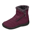 thumbnail image 3 of Rokment Women's Winter Snow Boots Cold Weather Thermal Plush Lined Lightweight Non Slip Zip up Wedge Low Heel Mid Calf Short Booties for Elderly Women Work Walking Purple Size 6, 3 of 5